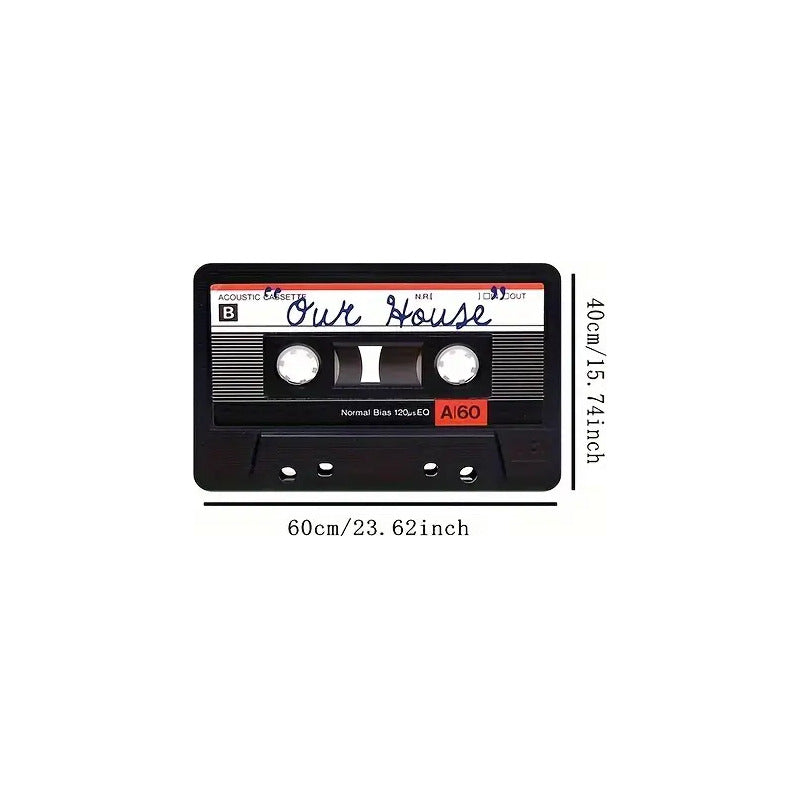 TAPETE HOGAR COCINA ENTRADA CASA DISEÑO CASSETTE MUSIC 40X60 60 CM 40 CM CASSETTE NEGRO