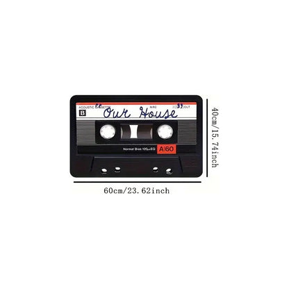 TAPETE HOGAR COCINA ENTRADA CASA DISEÑO CASSETTE MUSIC 40X60 60 CM 40 CM CASSETTE NEGRO