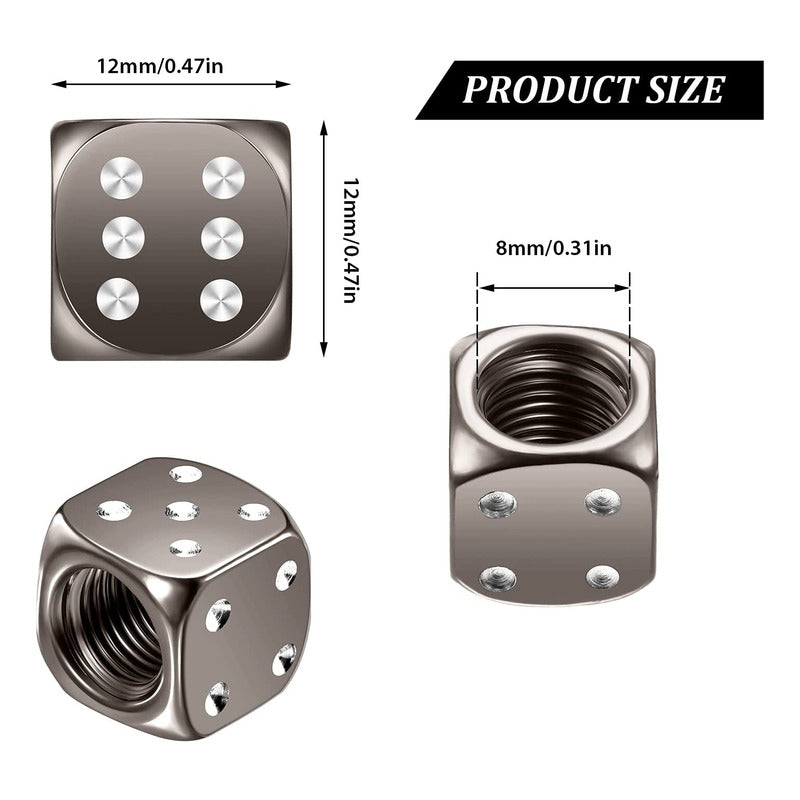 JUEGO TAPA VÁLVULA AIRE NEUMÁTICO LLANTA DADOS ALUMINIO