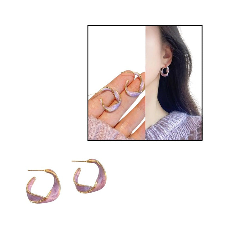 ARETES PENDIENTES TRENZADO MORADO LAVANDA LAVANDA