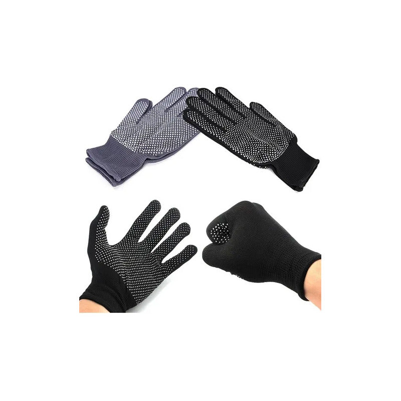 GUANTES NYLON PUNTOS PVC ANTIDESLIZANTES NEGROS TRABAJO NEGRO