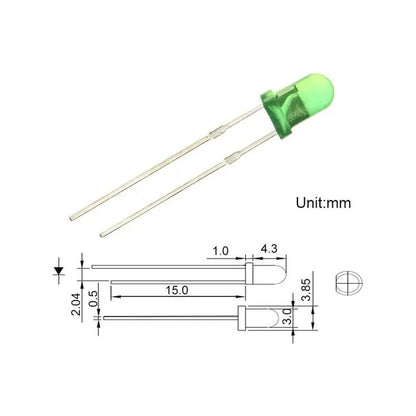 10X LUZ LED DIODO 3MM VERDE 20MA 3.0-3.2V 6000-7000MCD 3.0-3.2 VERDE