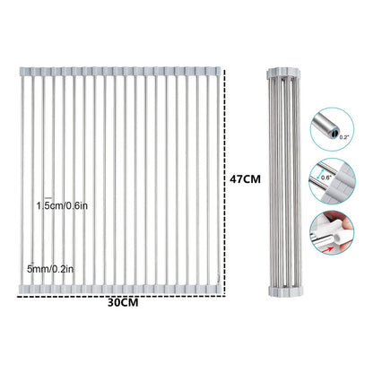 ESCURRIDOR PLATOS PLEGABLE ACERO INOXIDABLE UTENSILIOS COCIN PLATEADO