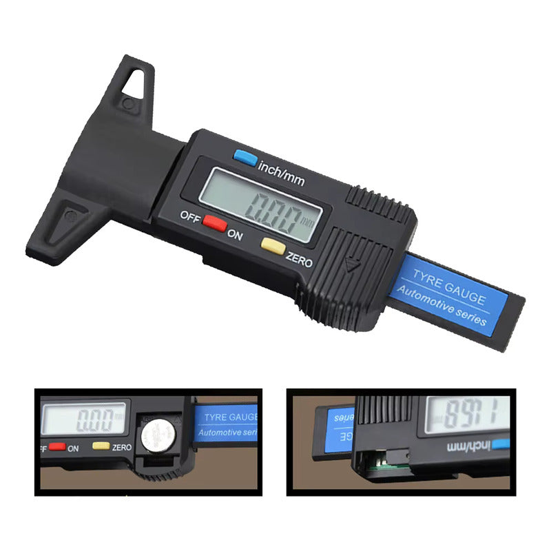 MEDIDOR DIGITAL LCD PROFUNDIDAD NEUMÁTICOS LLANTAS VEHICULO NEGRO