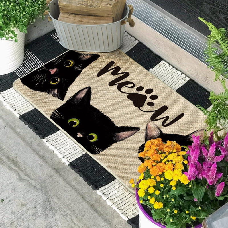 TAPETE ENTRADA CASA BAÑO COCINA ALCOBA ADORNO MASCOTA GATOS 60 CM 40 CM ANIMAL PRINT AMARILLO