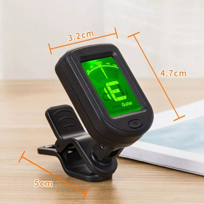 AFINADOR DIGITAL LCD GUITARRA CLIP 360° VIOLIN UKELELE NEGRO
