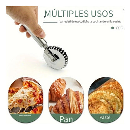 CORTADOR RUEDA PASTELERÍA ACERO INÓXIDABLE PANADERÍA PLATEADO