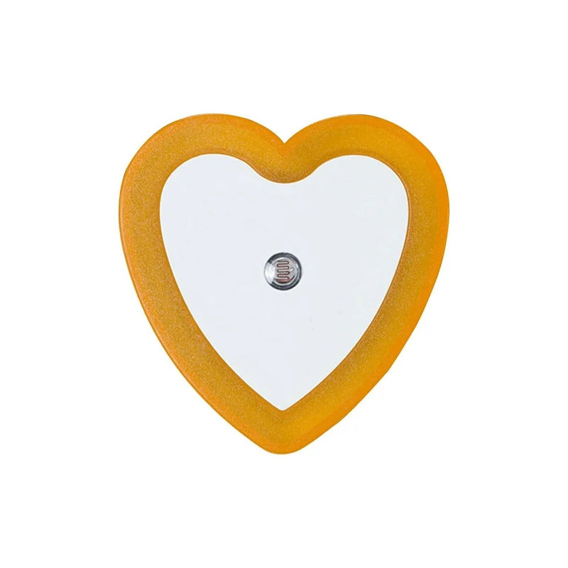LUZ LED NOCTURNA CORAZÓN NIÑOS SENSOR CONTROL PARED ALCOBA 110V BLANCO Y NARANJA