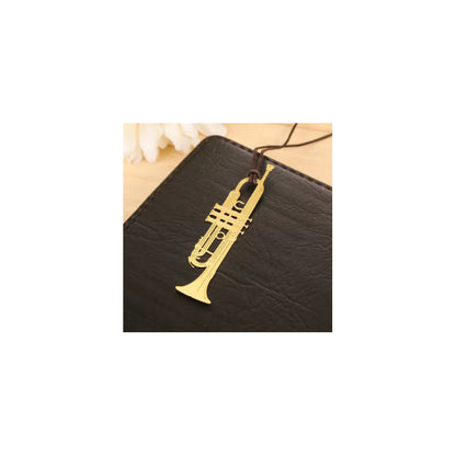 MARCAPÁGINAS TROMPETA LIBRO MÚSICA REVISTA NOTA PAPEL AGENDA DORADO TROMPETA