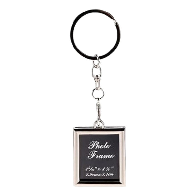 LLAVERO PORTARETRATO CUADRADO METAL FOTO HIJO MASCOTA MAMÁ PLATEADO