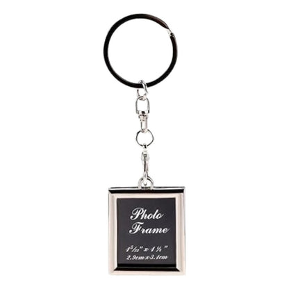 LLAVERO PORTARETRATO CUADRADO METAL FOTO HIJO MASCOTA MAMÁ PLATEADO