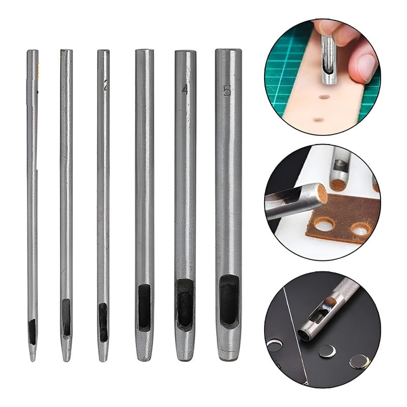 6X PUNZONES TROQUELES SACABOCADOS CUERO MARROQUINERÍA 10 CM