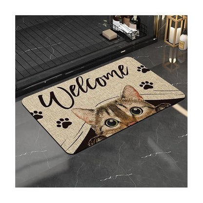 TAPETE GATO ENTRADA CASA BAÑO COCINA ALCOBA ADORNO MASCOTA 60 CM 40 CM ANIMAL PRINT NEGRO