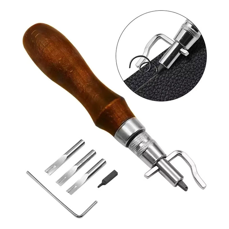 KIT HERRAMIENTAS CUERO MARROQUINERÍA 7 EN 1 ARTESANÍAS BORDÓ