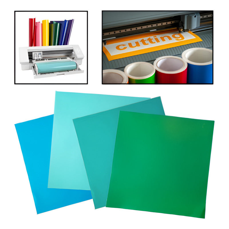 4X VINILO 12  X 12 GAMA PRADO PAISAJE ADHESIVO CAMEO MULTICOLOR