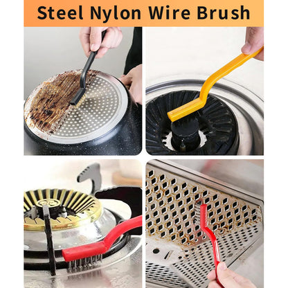 SET 3 CEPILLOS TRABAJO PESADO INDUSTRIAL ACERO LATÓN NYLON