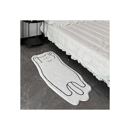 TAPETE GATO KAWAII DUCHA BAÑO NIÑOS HOGAR ALCOBA 60X40 NEGRO MODERNO