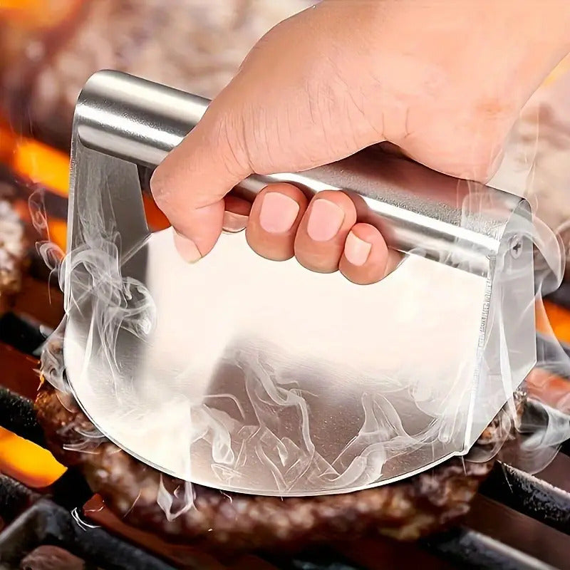 PRENSA CARNE HAMBURGUESA BISTEC ACERO INOXIDABLE 13CMS PLATEADO