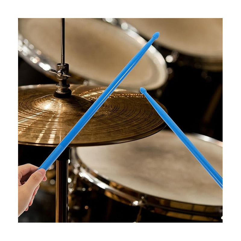 BAQUETAS 5A FLUORESCENTES AZUL BATERÍA PERCUSIÓN LIVE VIDEO AZUL 5A