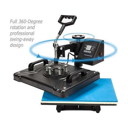 KIT MÁQUINA SUBLIMACIÓN TERMOFIJADORA PRENSA CALOR ESTAMPAR AZUL ACERO 110V