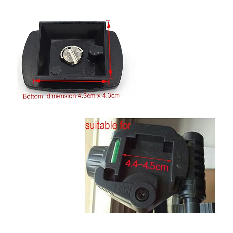 PLACA LIBERACIÓN RÁPIDA TRÍPODE ZAPATA 4.3X4.3CMS 1/4 ROSCA NEGRO