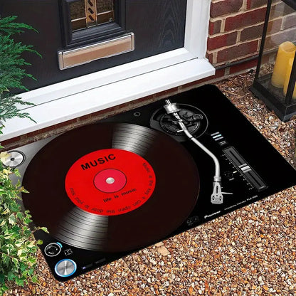 TAPETE ENTRADA TOCADISCOS CASA BAÑO COCINA ALCOBA ADORNO 60 CM 40 CM TOCADISCOS NEGRO/ROJO