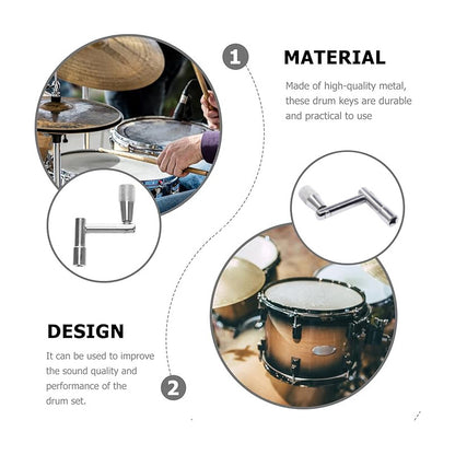 LLAVE AFINACIÓN UNIVERSAL BATERÍA ACÚSTICA REDOBLANTE CAJA PLATEADO