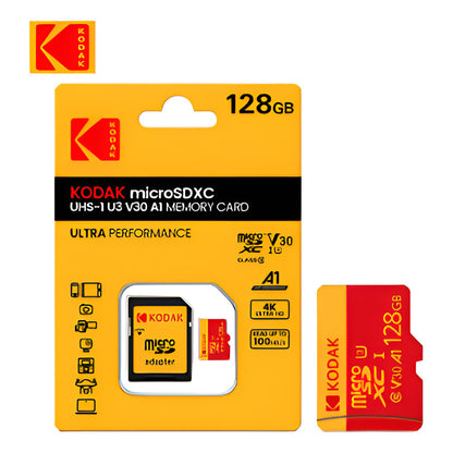 TARJETA MICRO KODAK SD 128GB ADAPTDOR SD A1 V30 XC C10 I3 4K