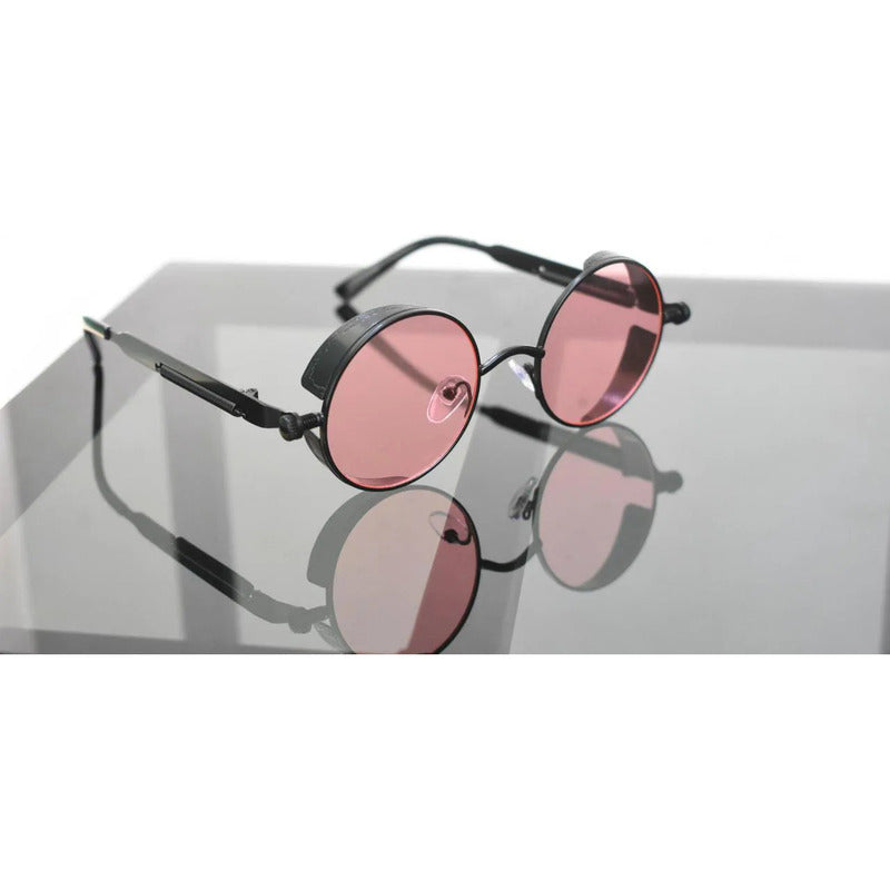 GAFAS SOL POLICARBONATO UV REDONDAS ROSA STEAMPUNK FASHION REDONDO ROSA CLARO NEGRO NEGRO
