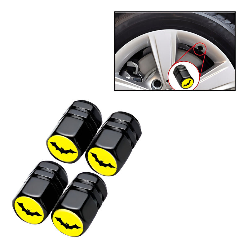 JUEGO TAPA VÁLVULA AIRE LLANTA CARRO MOTO BICI BATMAN LOGO