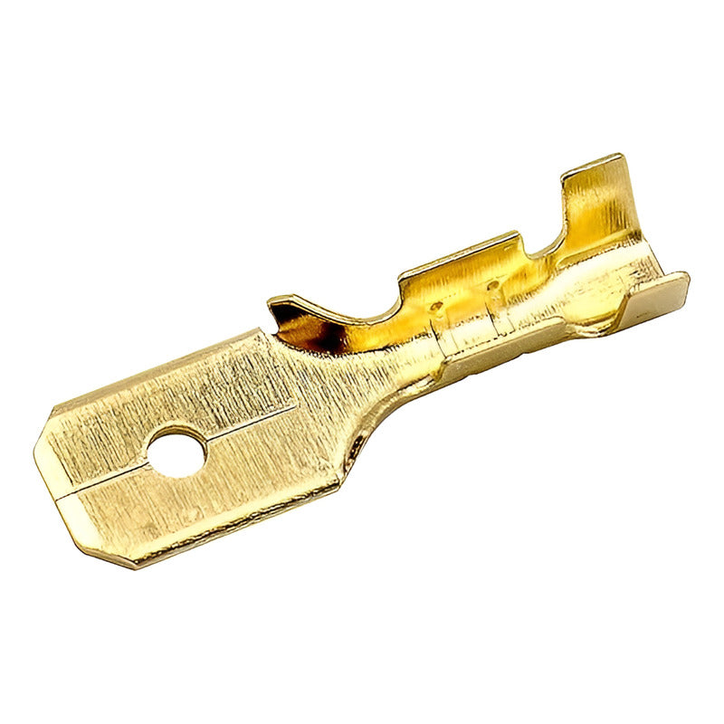 10X CONECTOR ENCRIMPADO 6.3 MACHO 20MM CONEXION ELECTRICO COBRE