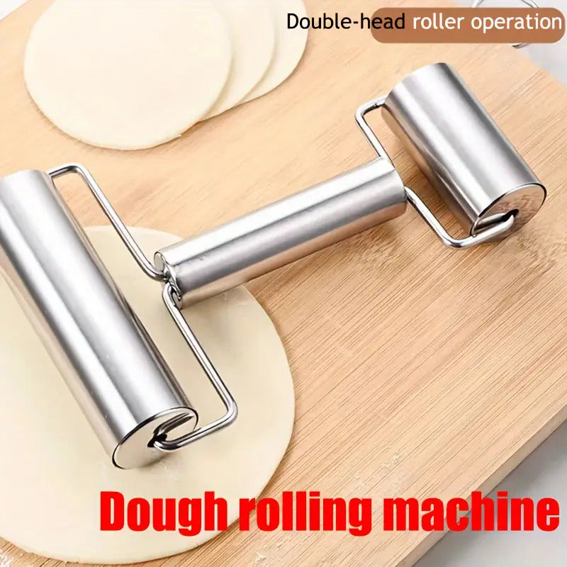 RODILLO DOBLE ACERO INOXIDABLE PASTELERÍA PANADERÍA COCINA PLATEADO