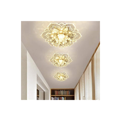 LAMPARA TECHO CRISTAL FLOR LOTO PETALOS LED 110V TRANSPARENTE