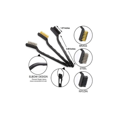 SET 3 CEPILLOS TRABAJO PESADO INDUSTRIAL ACERO LATÓN NYLON