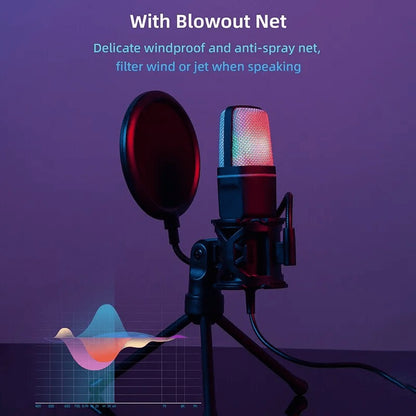 MICROFONO USB LED RGB CARDIOIDE CONDENSADOR YANMAI SF-666R NEGRO