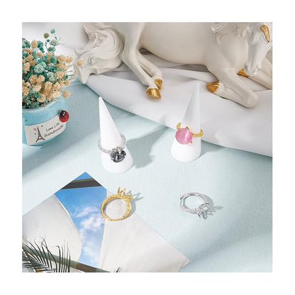 EXHIBIDOR ANILLOS FOTOGRAFÍA JOYERÍA ACRÍLICO BLANCO BLANCO