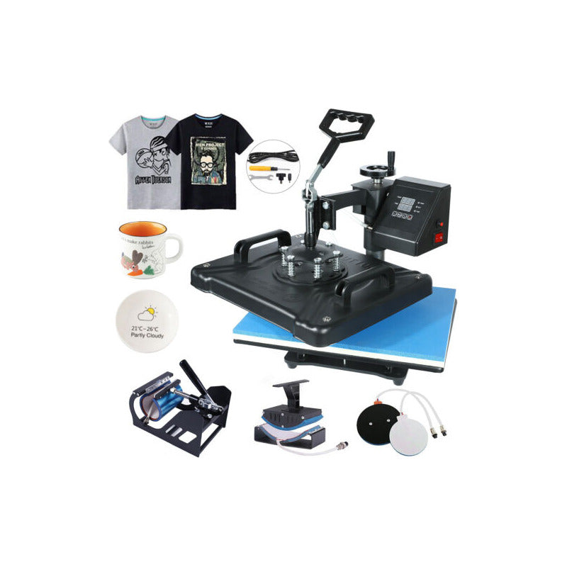 KIT MÁQUINA SUBLIMACIÓN TERMOFIJADORA PRENSA CALOR ESTAMPAR AZUL ACERO 110V