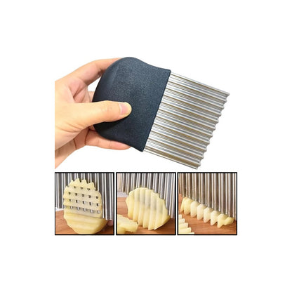 CORTADOR PAPAS RIZADAS VERDURAS FRUTAS ACERO INÓXIDABLE NEGRO