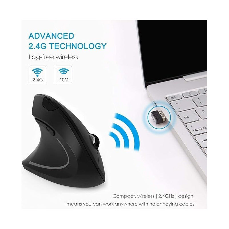 MOUSE GAMER VERTICAL ERGONÓMICO ÓPTICO INALÁMBRICO DPI USB NEGRO