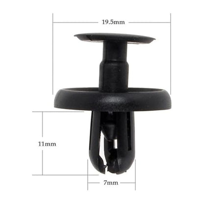10X CLIPS RETENCIÓN EMPUJE REMACHE AJUSTE CARRO 20X10.5X7MM NEGRO