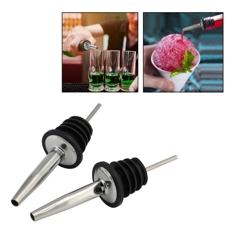 2X BOQUILLA VERTEDOR BOTELLA ACERO INOXIDABLE BAR RESTAURANT PLATEADO