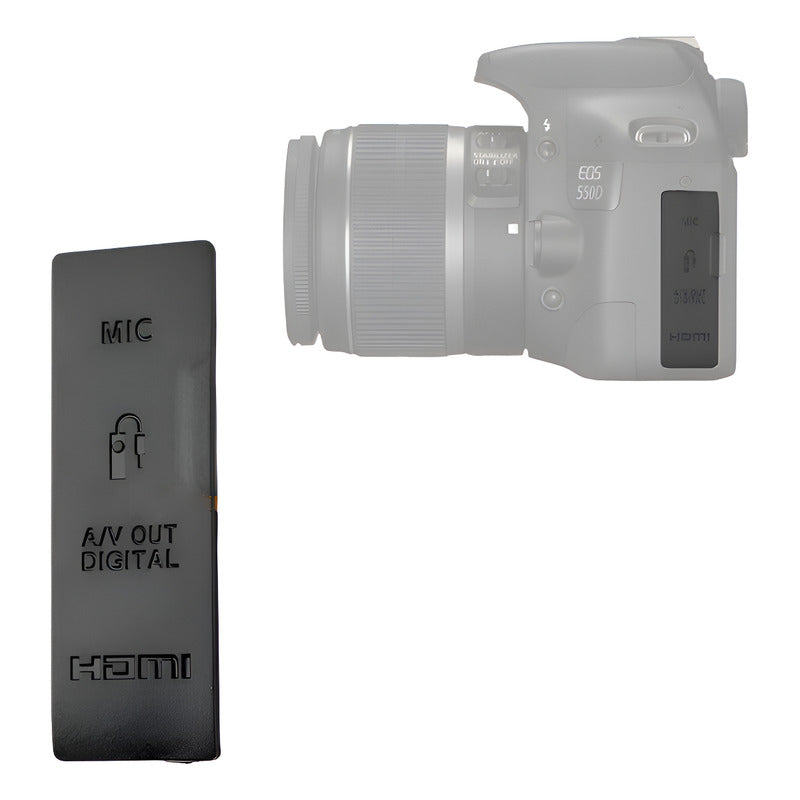 TAPA COBERTOR GOMA CAUCHO GUARDAPOLVO CONEXIONES CANON 550D NEGRO