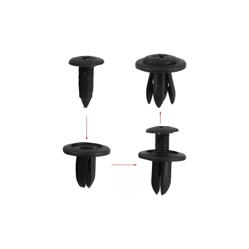 10X PIN CLIP PLÁSTICO AJUSTE REMACHE 15X11X6MM CARRO TABLERO NEGRO