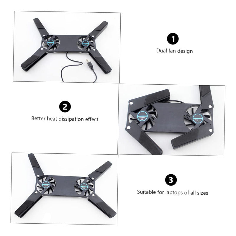 VENTILADOR DOBLE COOLER PLEGABLE PORTATIL USB NEGRO NA