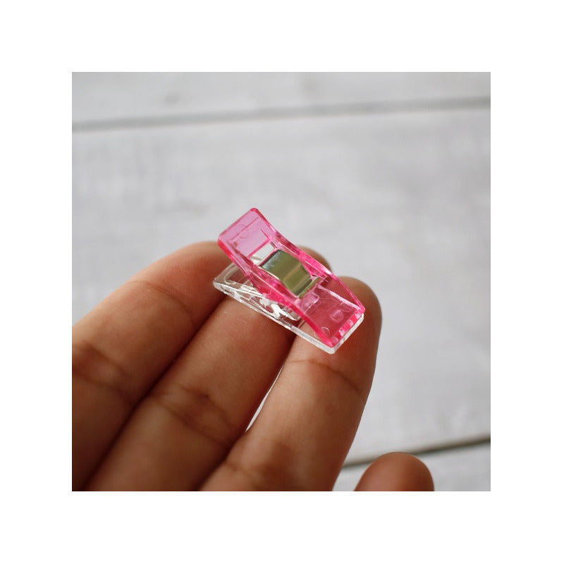 10X CLIPS PINZAS COSTURA TELA PAPELERÍA OFICINA MANUALIDADES ROSA