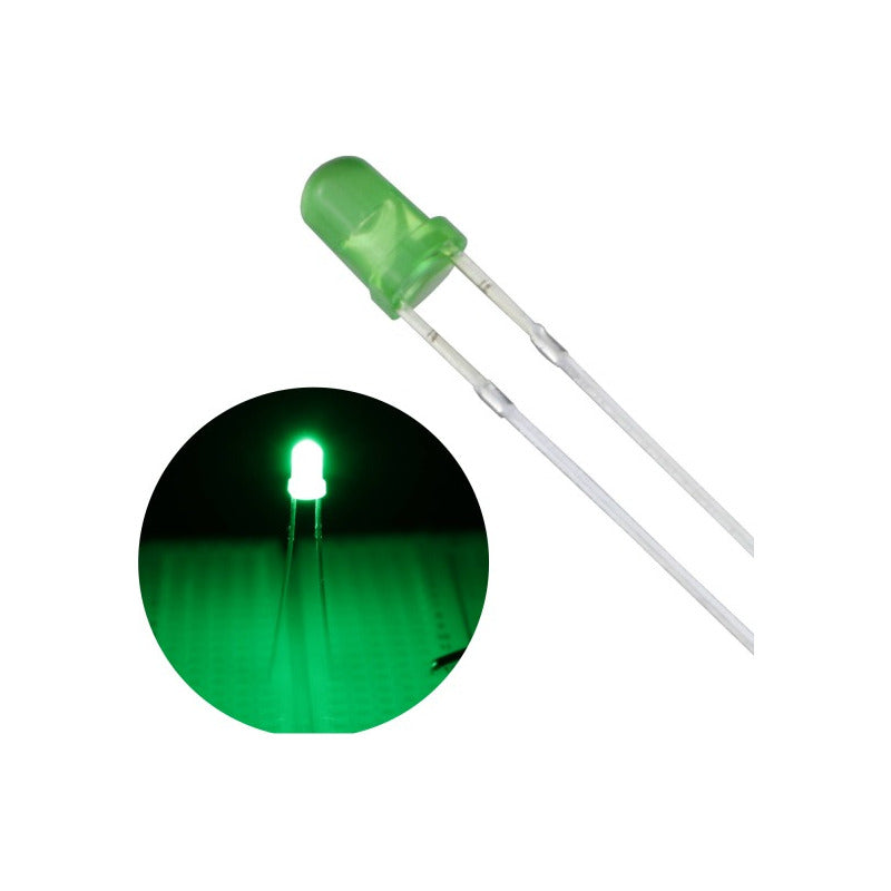 10X LUZ LED DIODO 3MM VERDE 20MA 3.0-3.2V 6000-7000MCD 3.0-3.2 VERDE