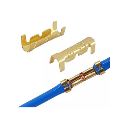 10X CONECTOR ENCRIMPADO CABLE METALICO 4MM X 15MM CONEXION COBRE