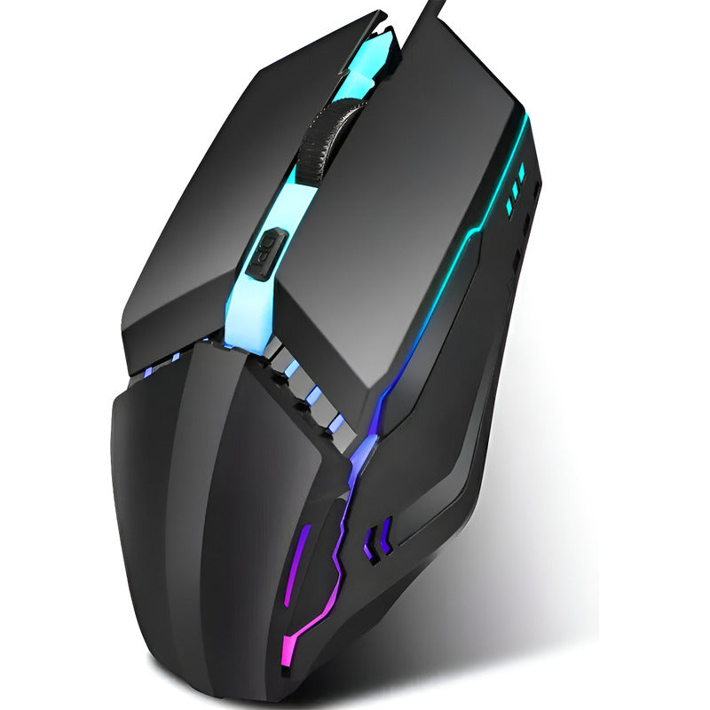 MOUSE GAMER USB ÓPTICO LED RGB MULTICOLOR BOTÓN DPI 800-1600 NEGRO RGB