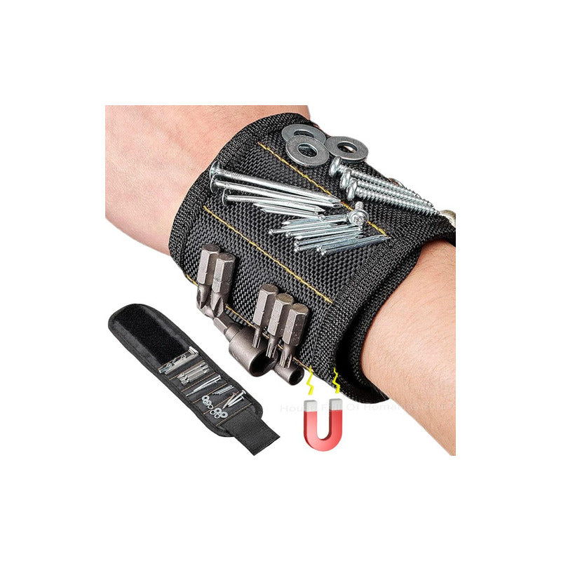 MUÑEQUERA MAGNETICA TORNILLOS CLAVOS BROCAS LLAVES NEGRO N/A