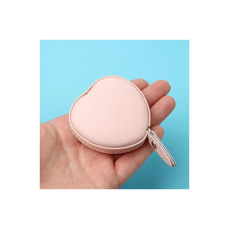 METRO CORPORAL PORTATIL BOLSO CORAZÓN CUERO ROSADO NEGRO